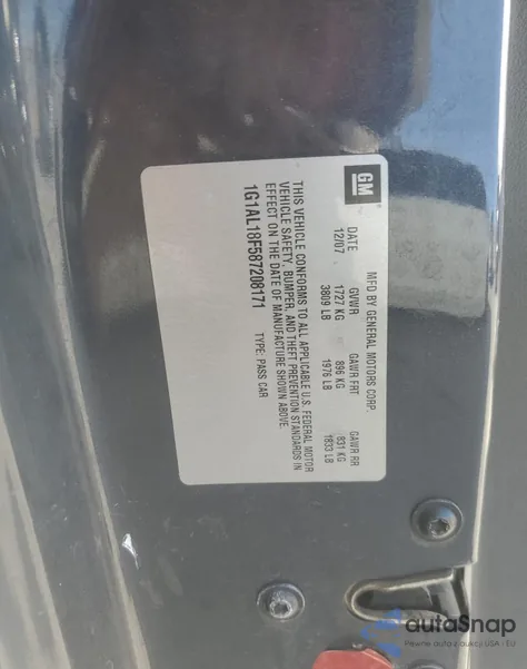 2008 Chevrolet Cobalt Lt from USA, damaged, VIN 1G1AL18F587208171